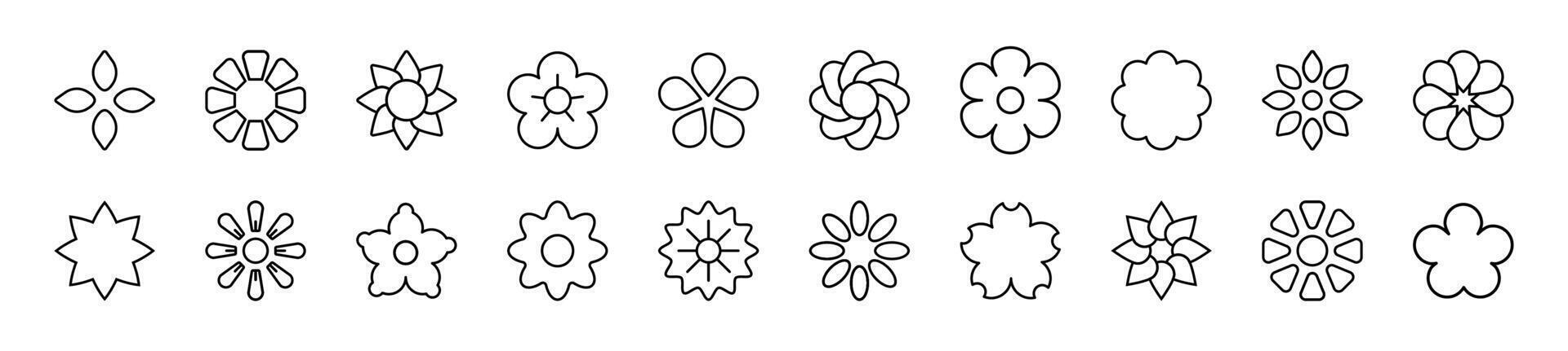 Collection of thin line icons of flower. Editable stroke. Simple linear illustration for web sites, newspapers, articles book vector
