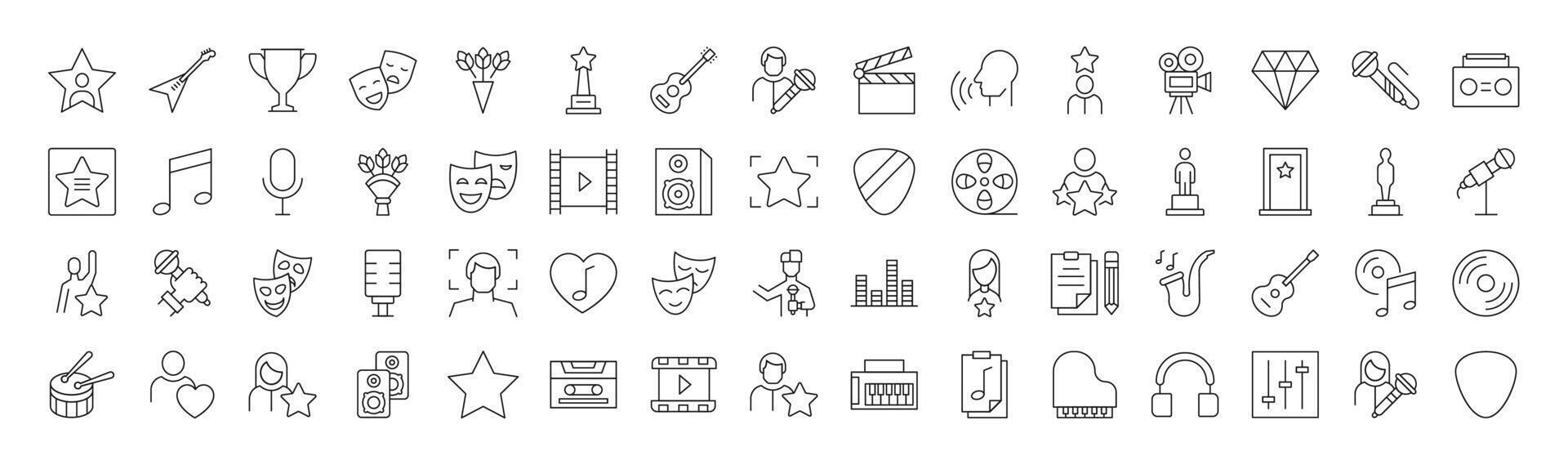 Line Signs of actor, singer, music and theatre for Adverts. Suitable for books, stores, shops. Editable stroke in minimalistic outline style. Symbol for design vector