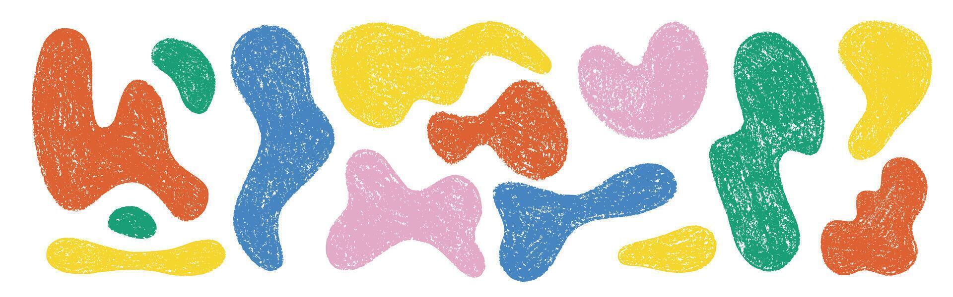 Liquid abstract shapes drawn by hand. Crayon texture. illustration. vector
