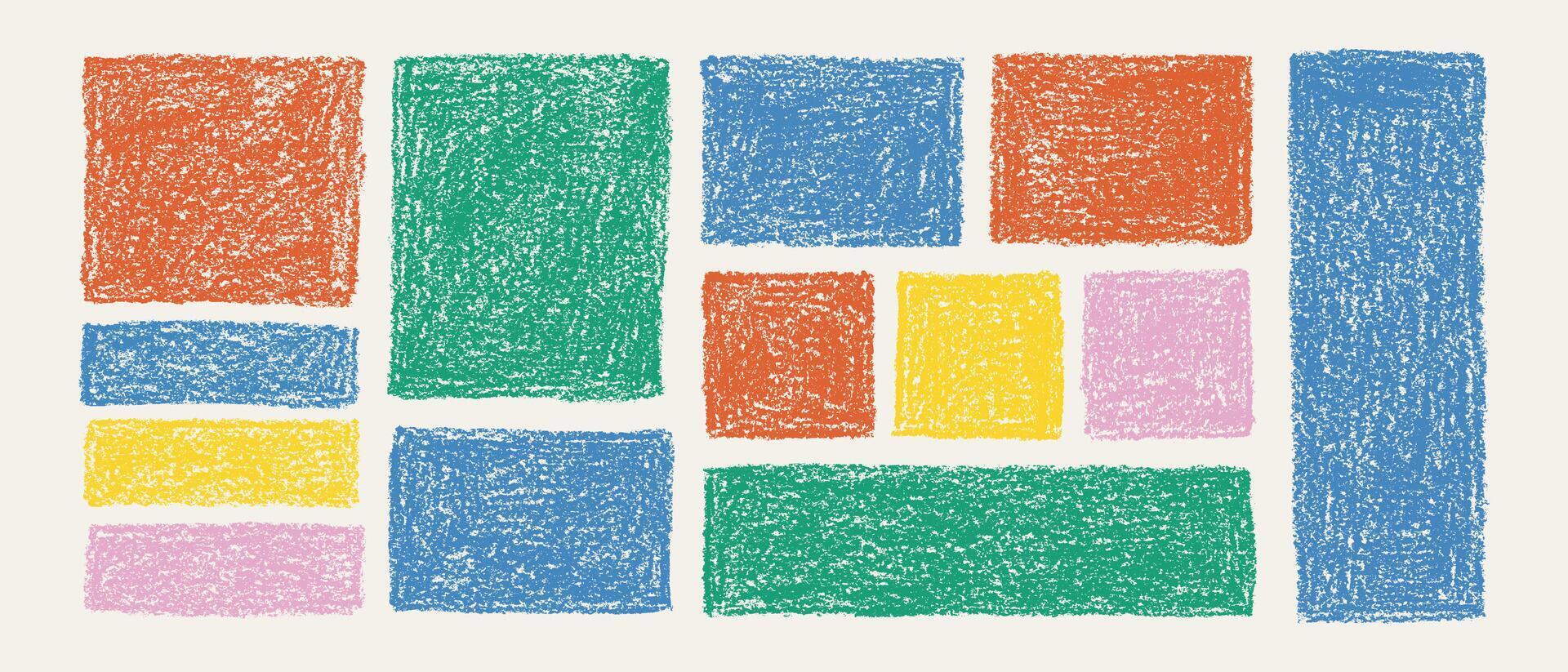 Crayon frame for text box or talk. Handwriting elements. Multicolor illustration. vector