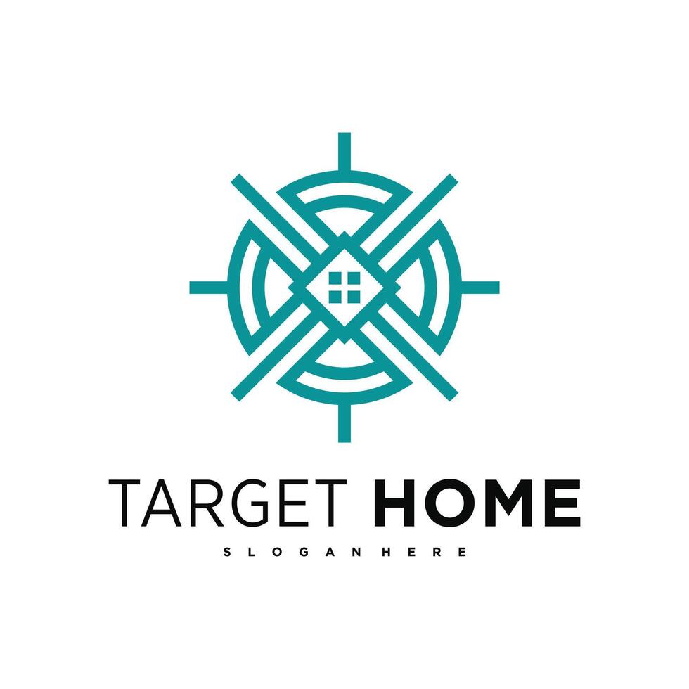 Target house logo design, combination of house logo and target sign. Premium vector