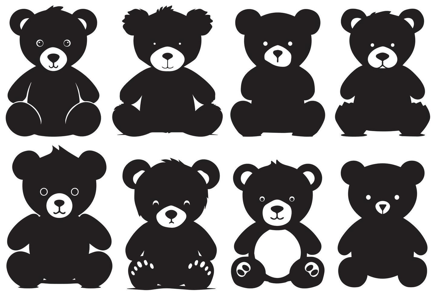 Teddy Bear Silhouette bundle vector