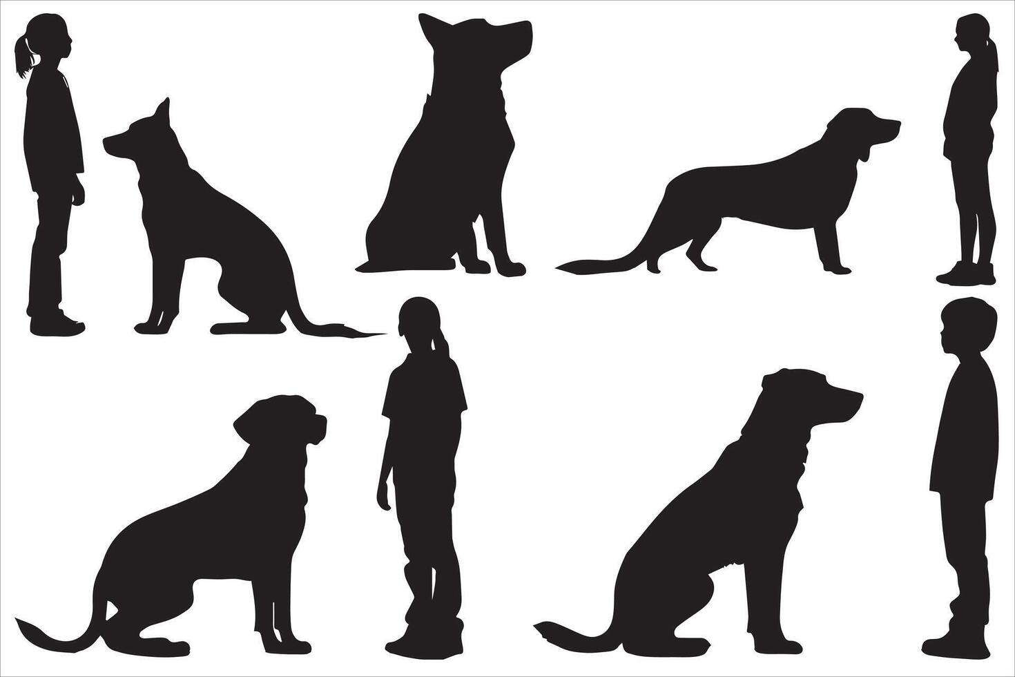 Man with dogs silhouette on white background vector