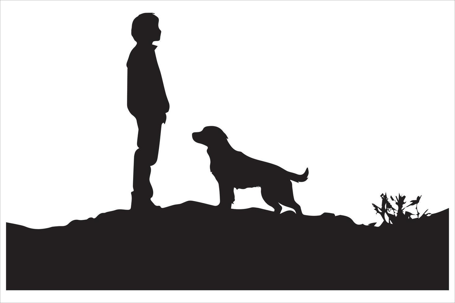 Man with dogs silhouette on white background vector