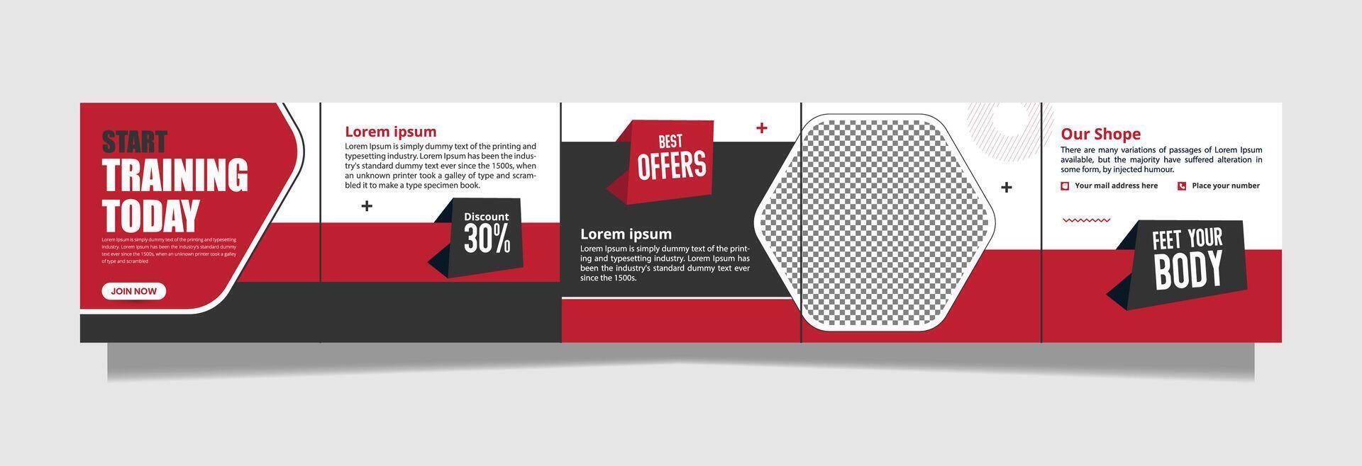 Gym Carousel Template Social Media Post Carousel Template Design vector