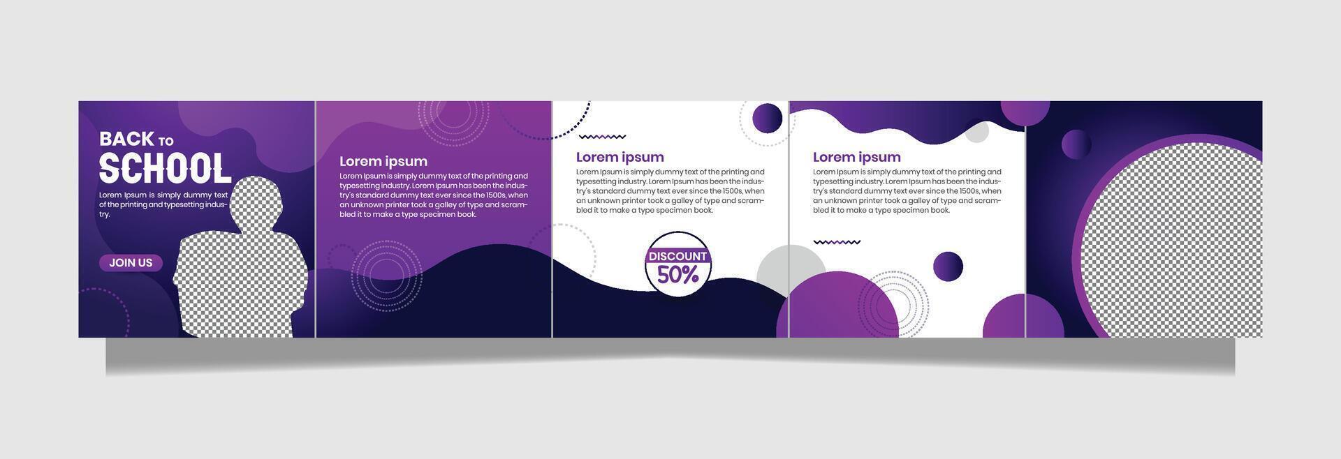 back to school Creative Carousel Template Social Media Post creative design vector