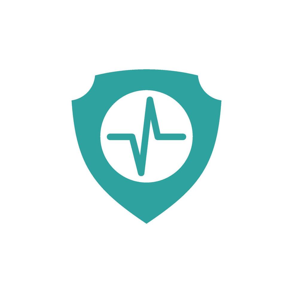 Healthcare Pulse Shield Icon Template vector