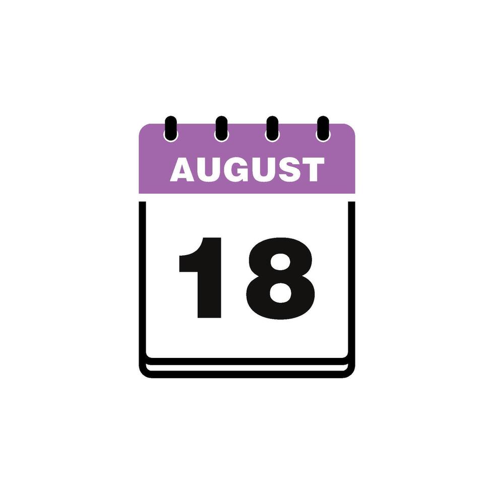August Calendar Icon Template vector