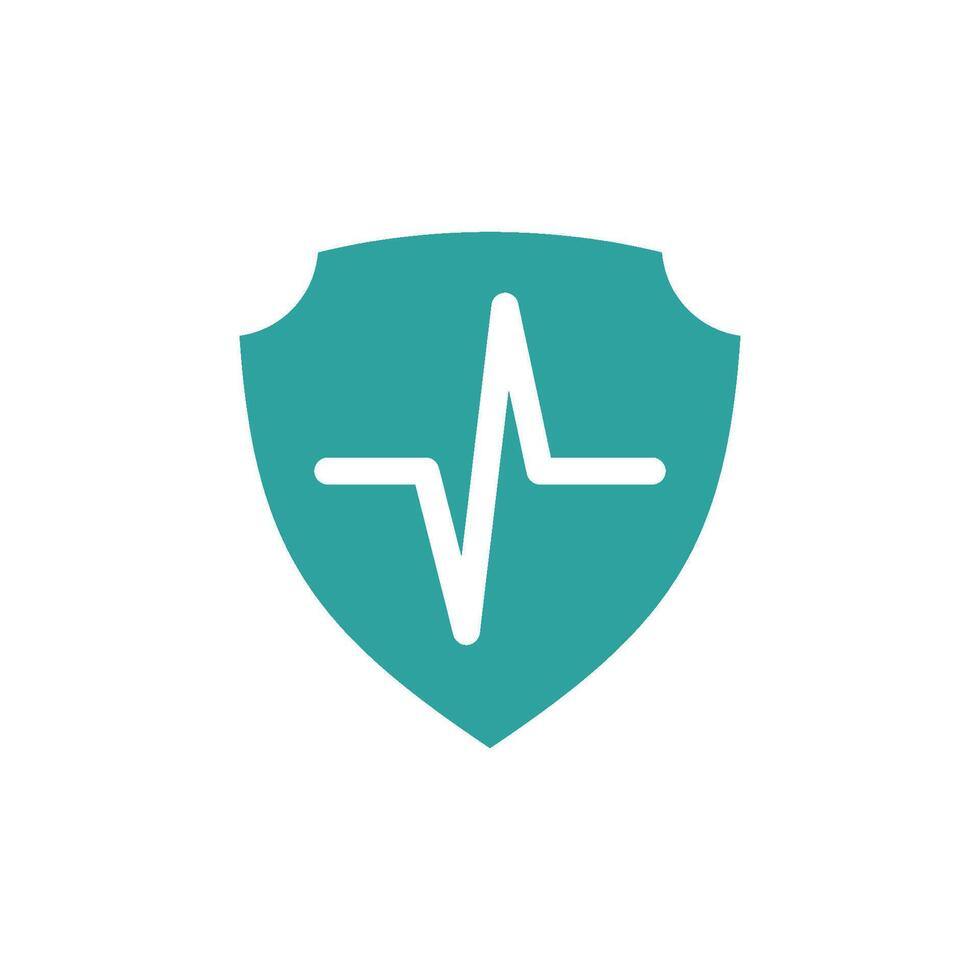 Healthcare Pulse Shield Icon Template vector