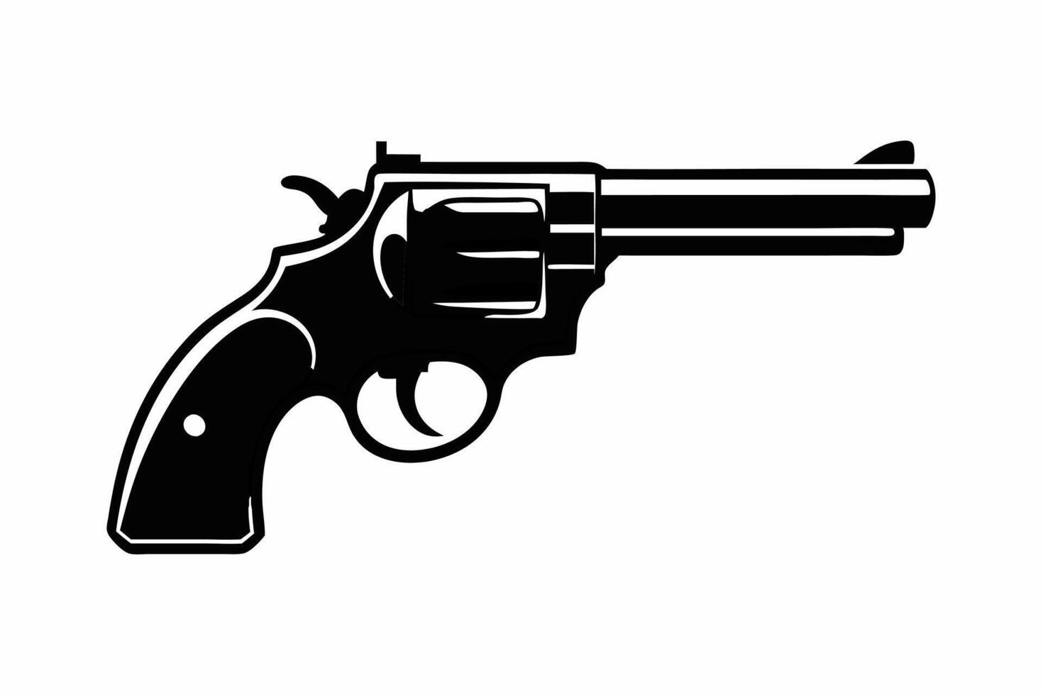 a black and white silhouette of a revolver vector