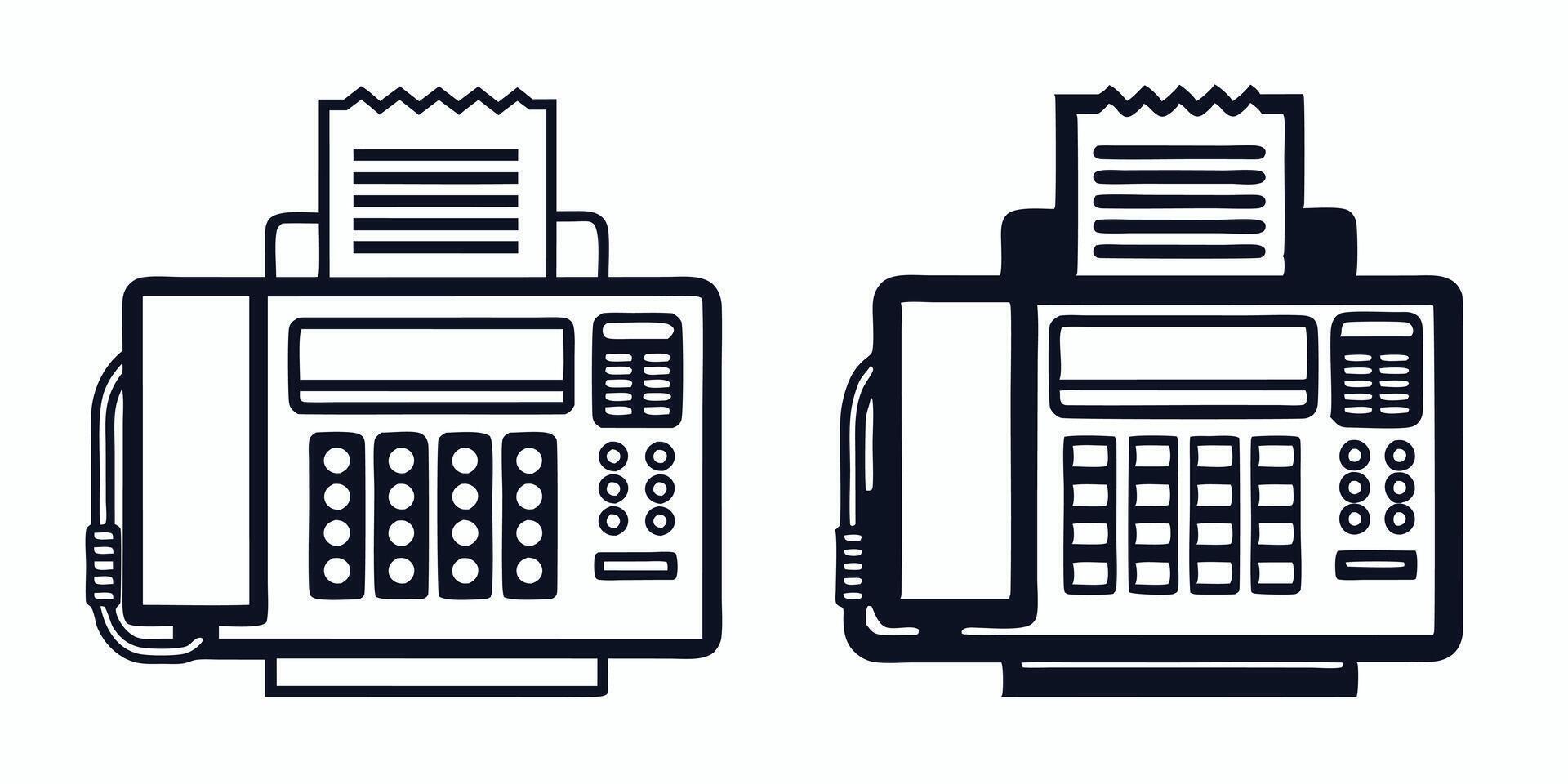two black and white telephone machines on a white background vector