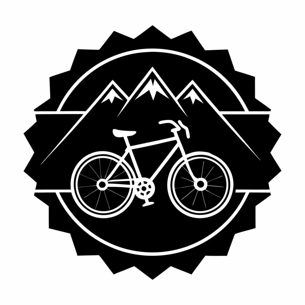 a black and white logo for a bicycle vector