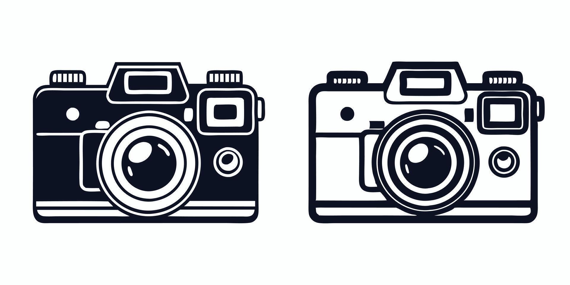 two black and white photos of a camera vector