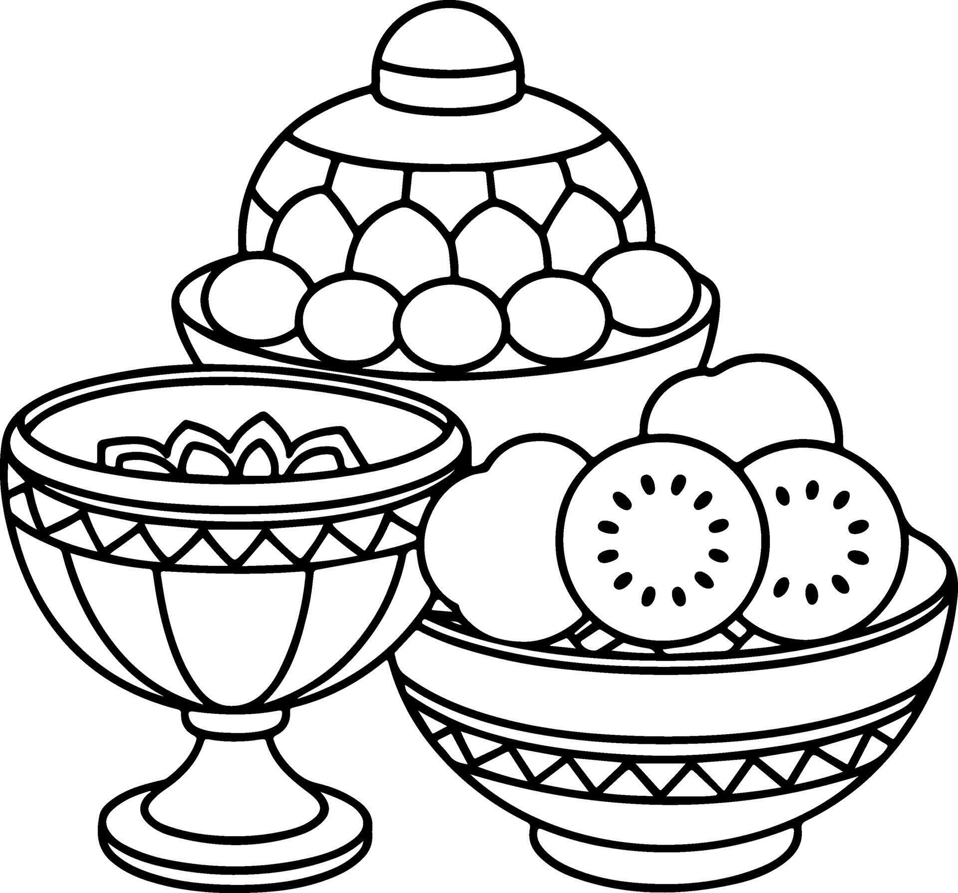 a bowl of fruit and a bowl of fruit - A Bowl Of Fruit And A Bowl Of Fruit Coloring Page Vector 