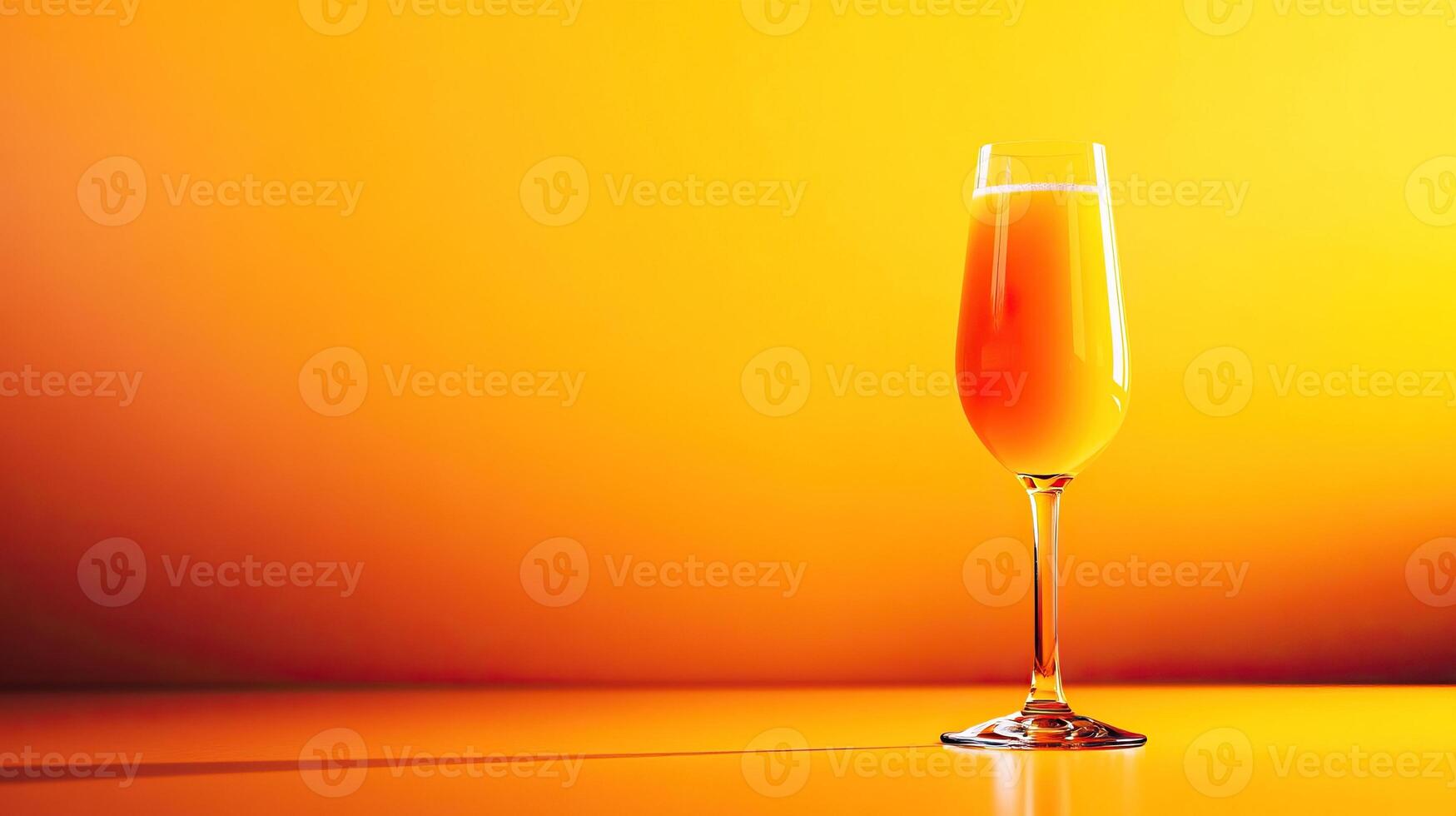Bright and refreshing orange juice in a tall glass against a vibrant orange background, perfect for breakfast or brunch. photo