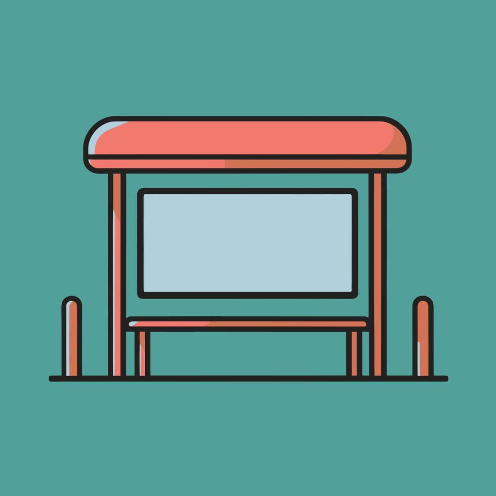 Modern Flat Bus Stop Design, Minimalist Drawing Isolated for Minimal Visual Impact vector