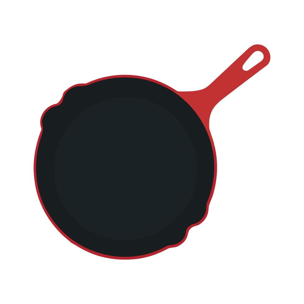 Flat Kitchenware Illustration, Cast Iron Pan Design on a Clean White Background vector