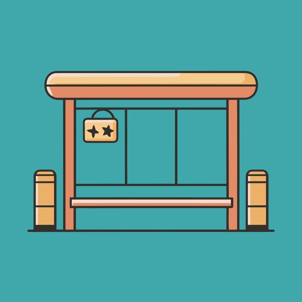 Minimalist yellow Bus Stop Illustration, Flat Design Isolated on a Clean Background vector