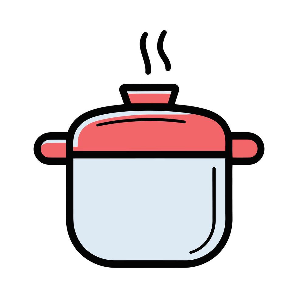 Minimalist Pressure Cooker Illustration, A Flat Design Isolated on White Background vector