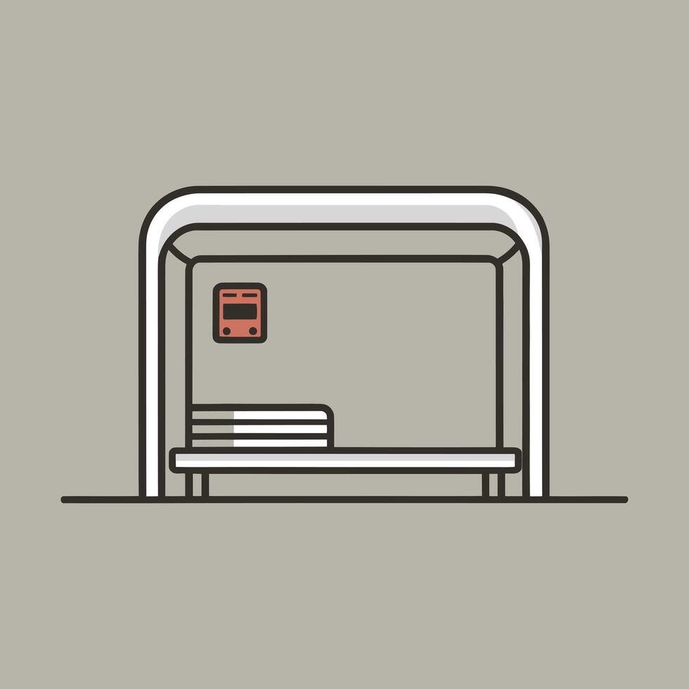 Sleek Bus Stop Illustration, Flat Design Isolated Against a Plain Background vector
