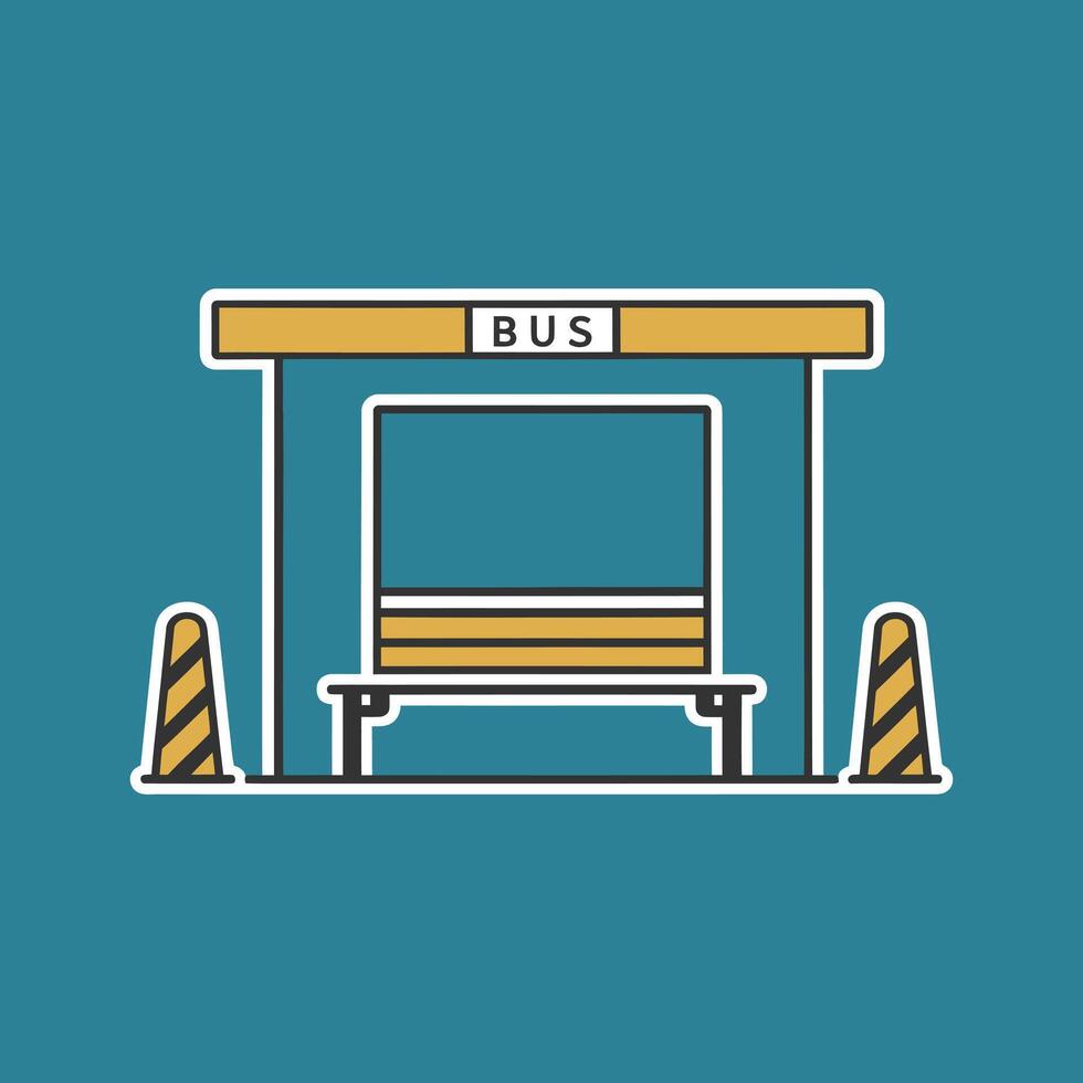 Sleek Flat Illustration of a Bus Stop, Minimal Cartoon Drawing for Modern Projects vector
