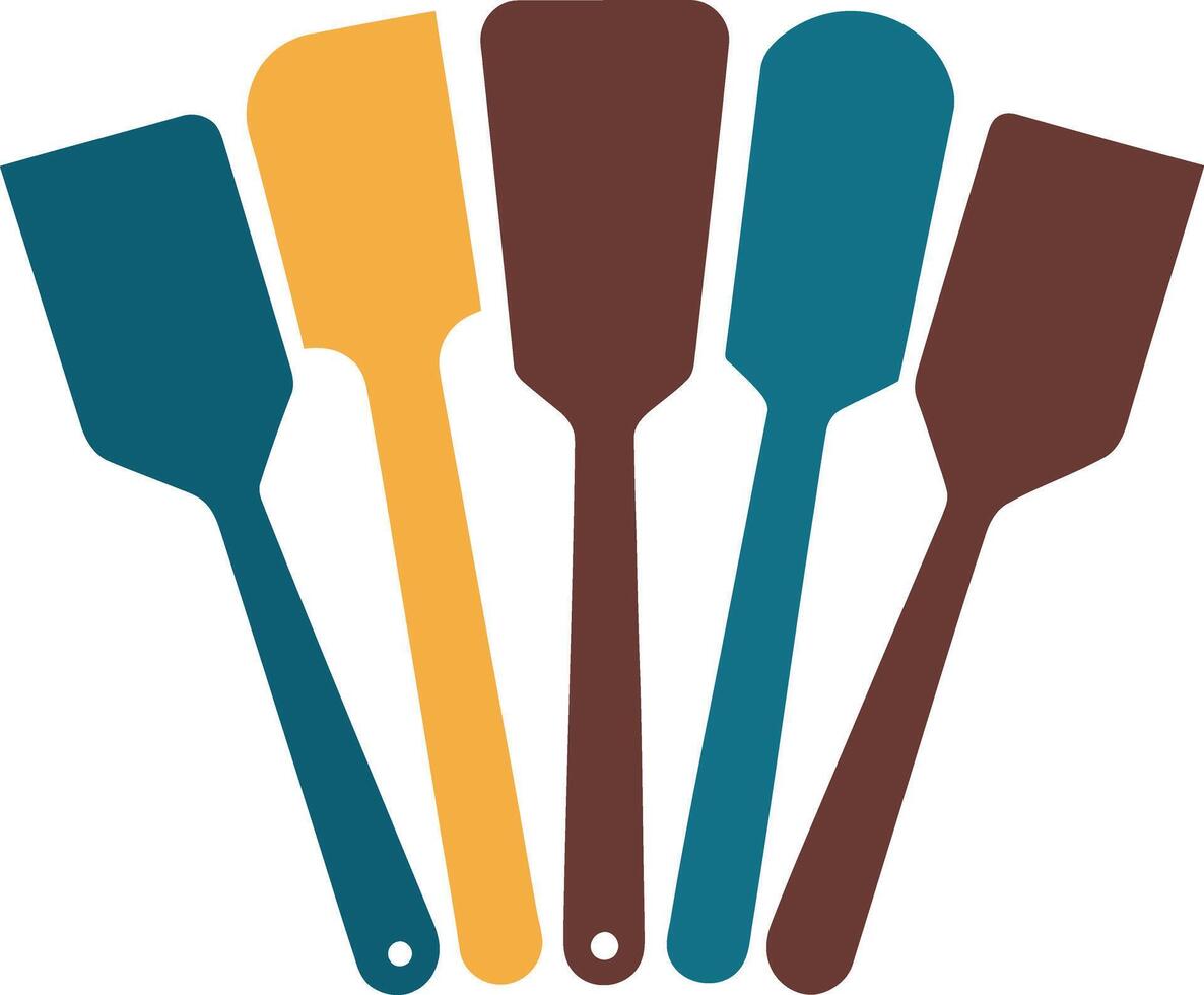 Sleek and Colorful Silicone Spatula Illustration set, Flat Design Isolated on a Clean White Background vector