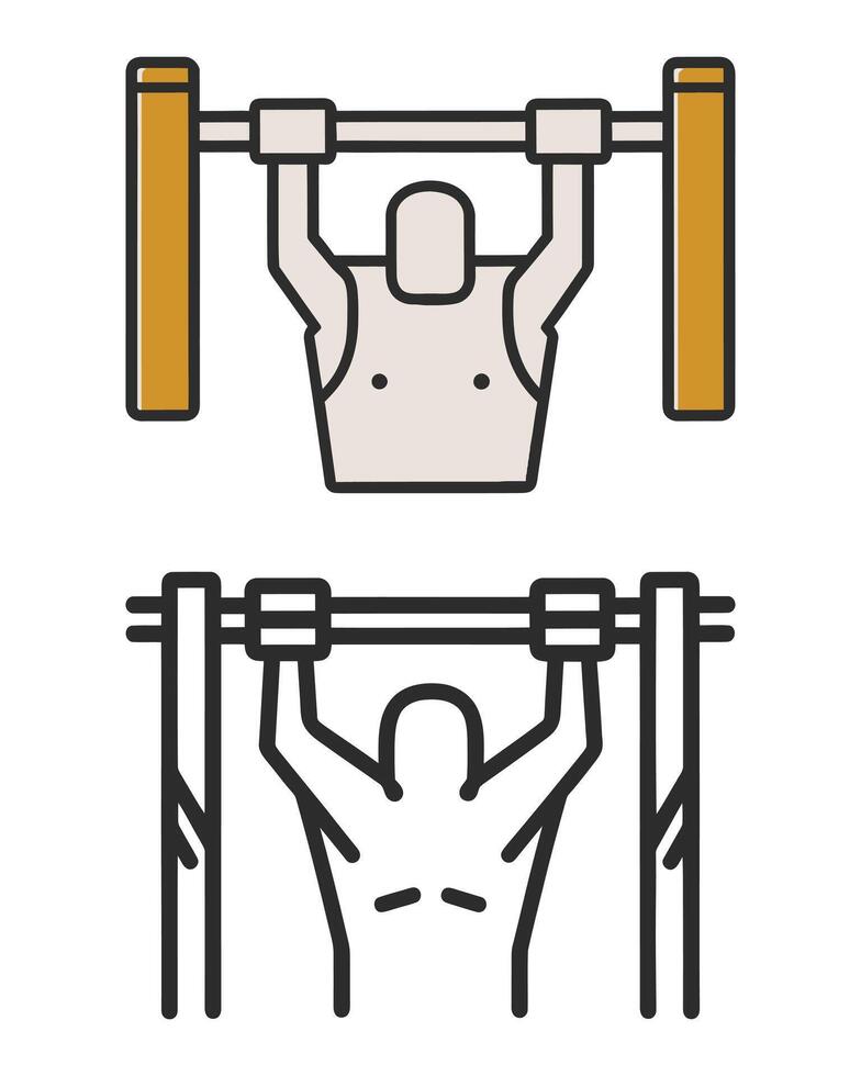 Modern Fitness Illustration, Flat Depiction of a Pull-Up Bar with Barbell on White Background vector