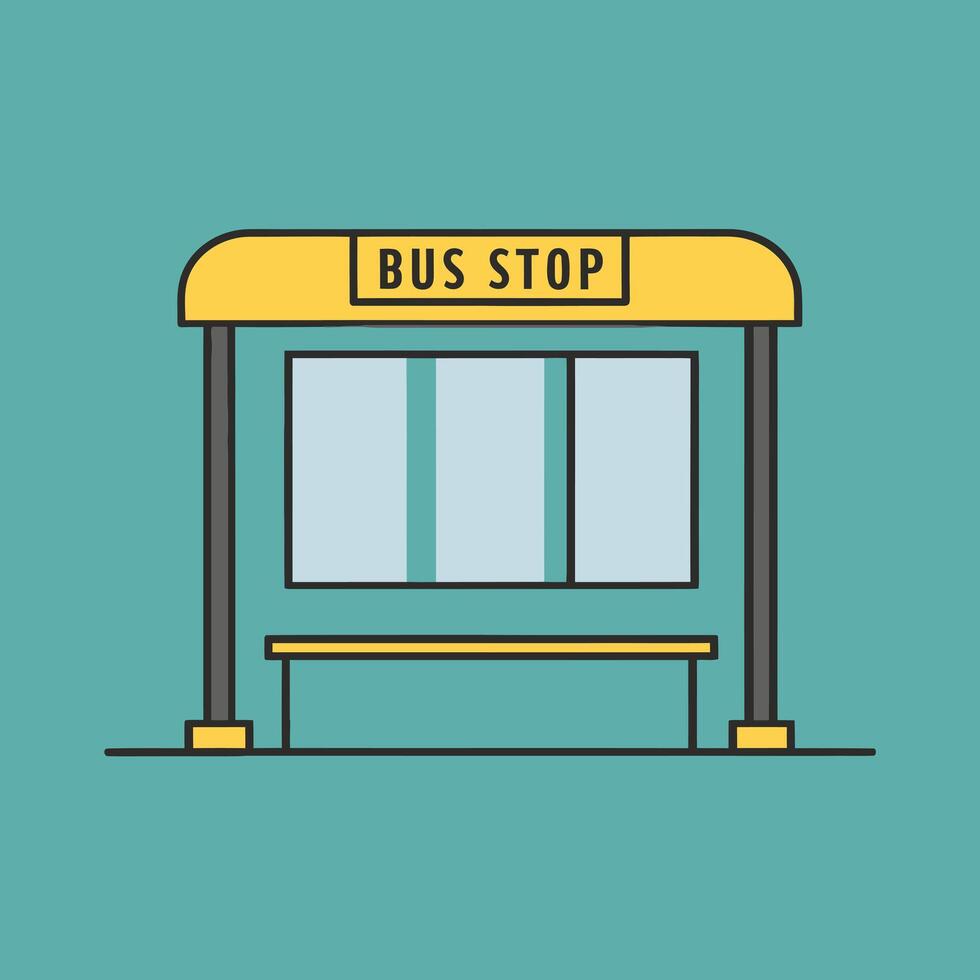 Simple Flat Design of a Bus Stop, Minimalist Illustration Isolated for Clean Presentation vector