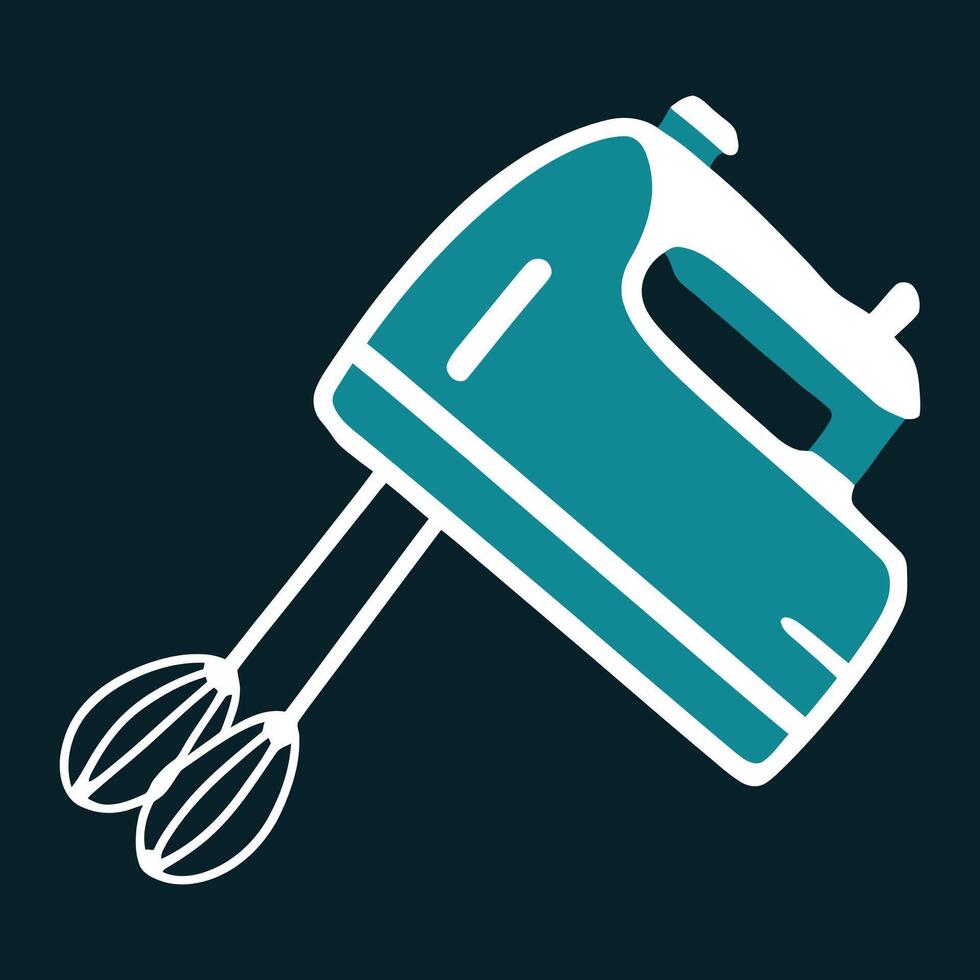 Modern Blue Electric Hand Mixer Illustration, Flat Design for Cooking, Isolated on Clean White Background vector