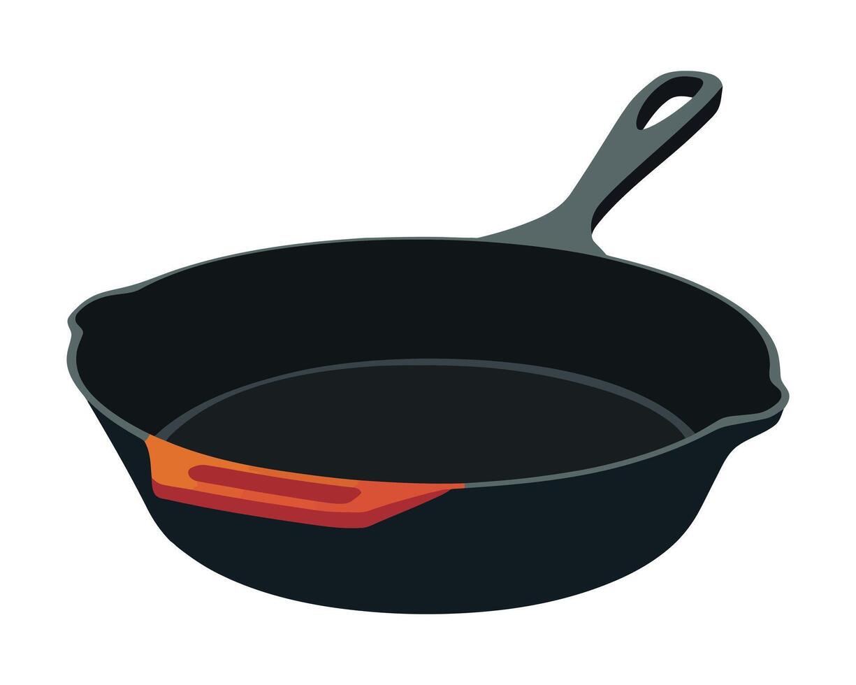 Simple Cast Iron Skillet Illustration, A Flat and Classic Design Isolated on White vector