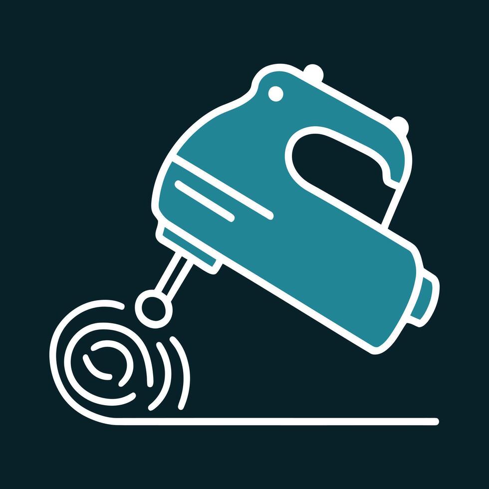 Contemporary Flat Illustration of an Blue Electric Hand Mixer Isolated Design on Background vector
