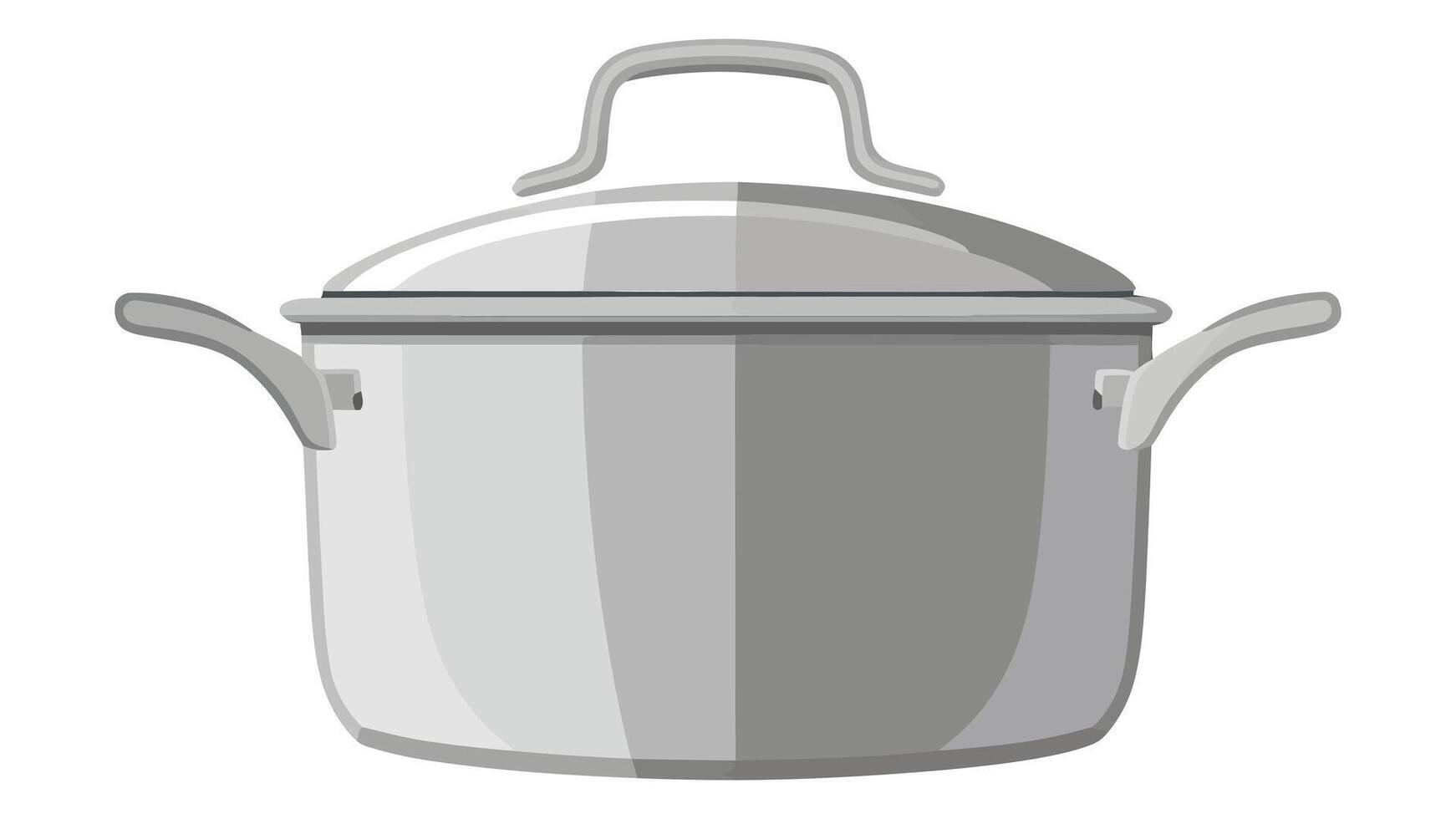 Flat Kitchenware Illustration, Stainless Steel Cooking Pot Isolated on White Background vector