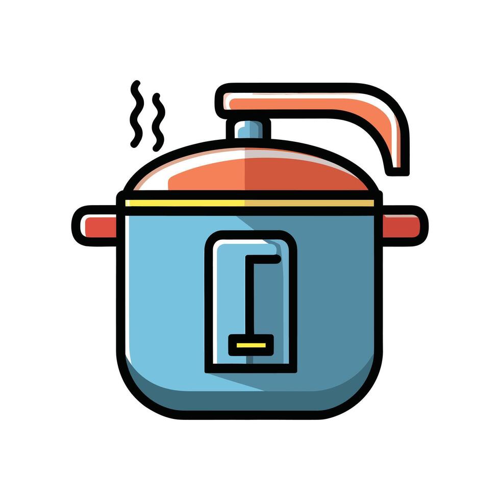 Modern Kitchenware Illustration, Flat Pressure Cooker Design on a Clean White Background vector