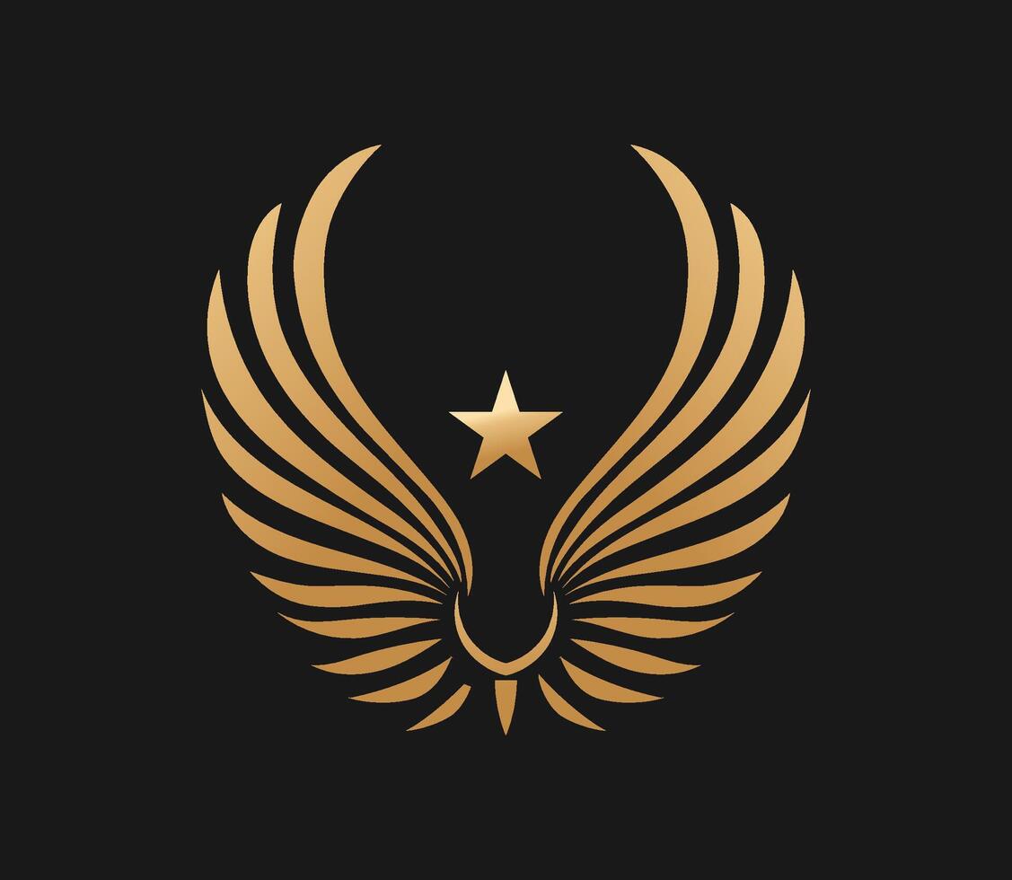 Golden Winged with Star symbol vector