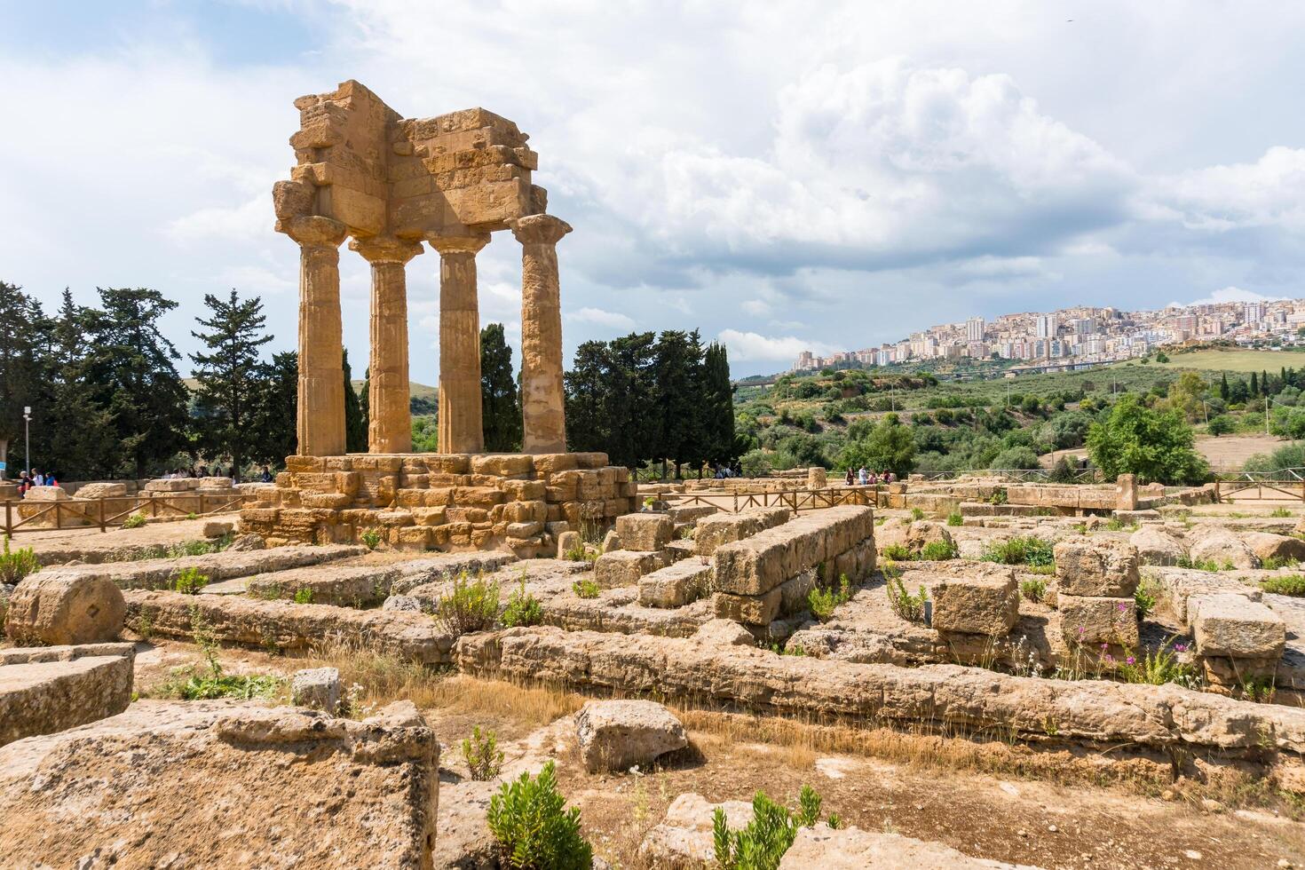 Agrigento, Italy-May 10, 2022-view of the Sanctuary of the Chthonic Divinities inside the valley of the temples, an archaeological park near Agrigento during a sunny day photo