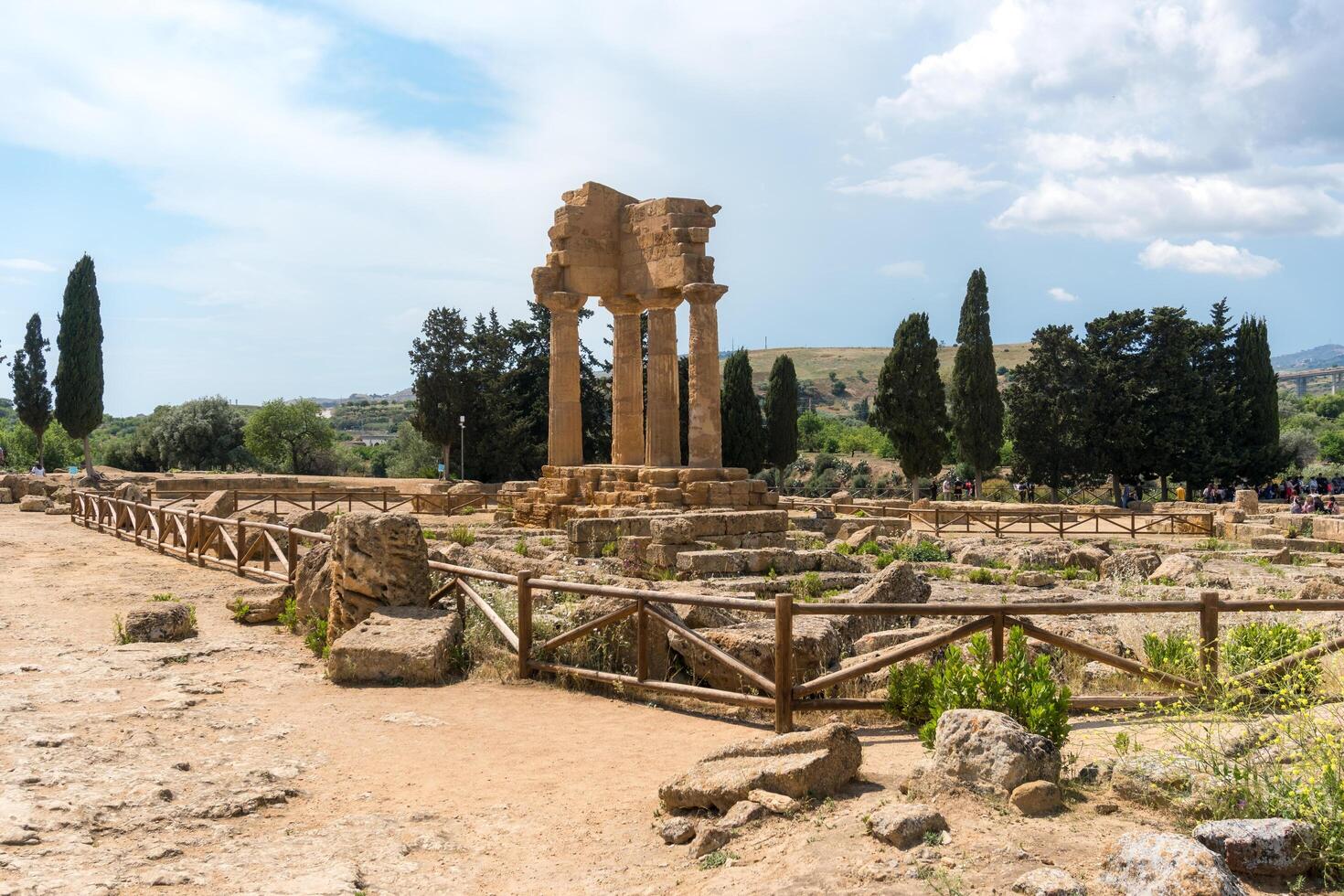 Agrigento, Italy-May 10, 2022-view of the Sanctuary of the Chthonic Divinities inside the valley of the temples, an archaeological park near Agrigento during a sunny day photo