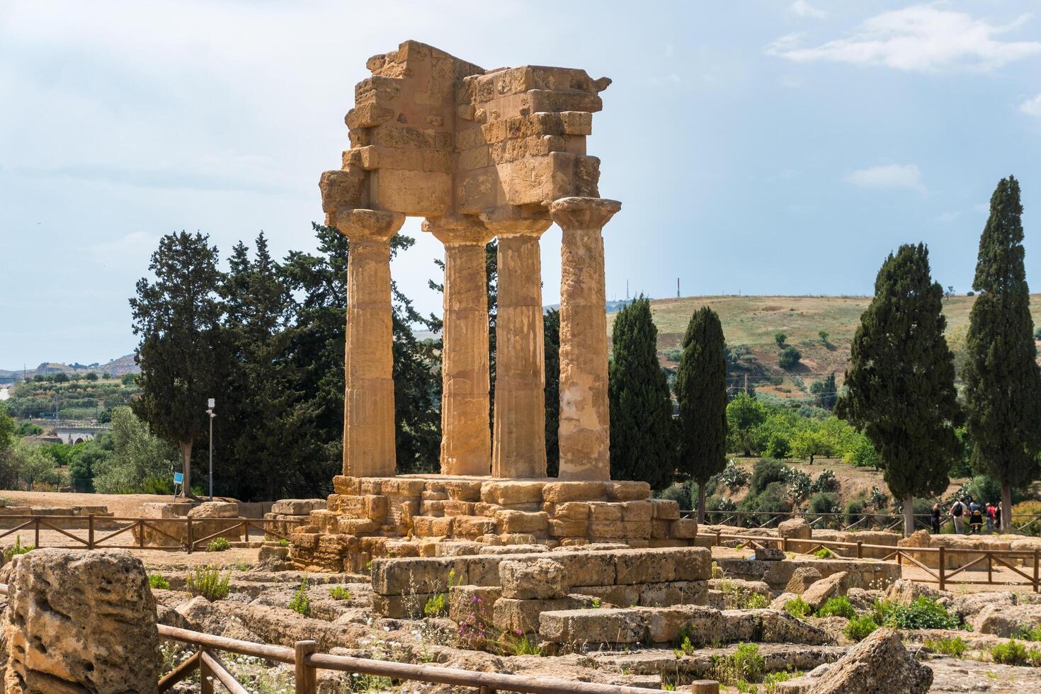 Agrigento, Italy-May 10, 2022-view of the Sanctuary of the Chthonic Divinities inside the valley of the temples, an archaeological park near Agrigento during a sunny day photo