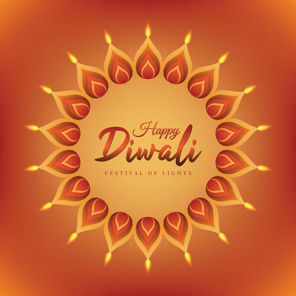 Happy Diwali design with decorative diya vector