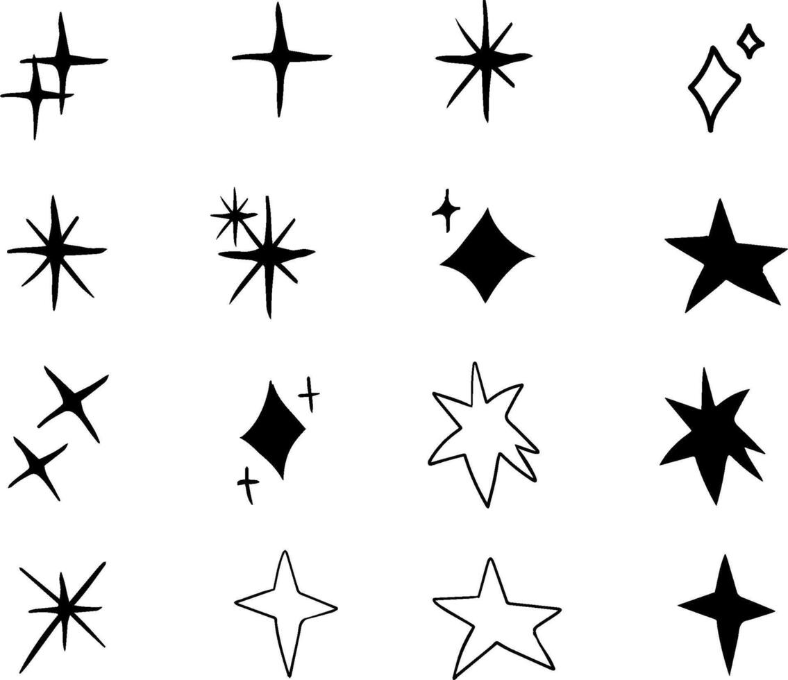 SPARK LIGHT star icons Collection hand drawing of illustrated vector