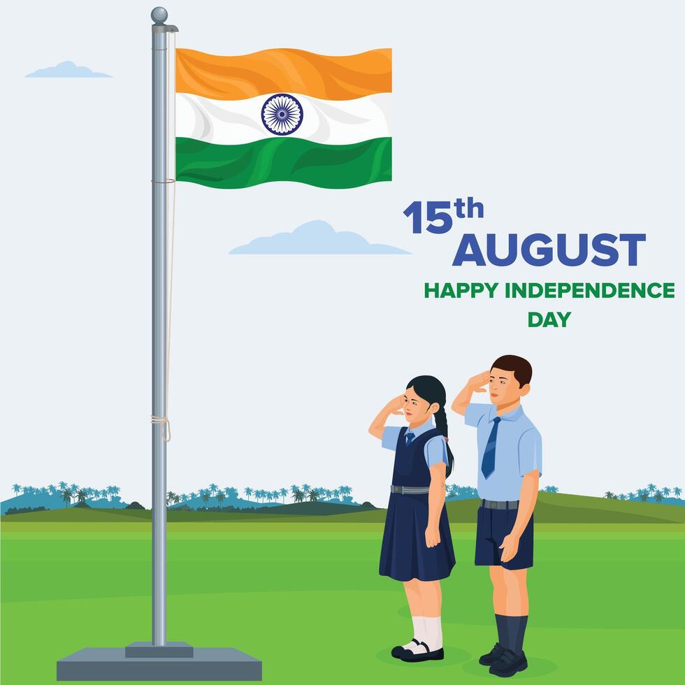 15th August happy independence day India, illustration vector