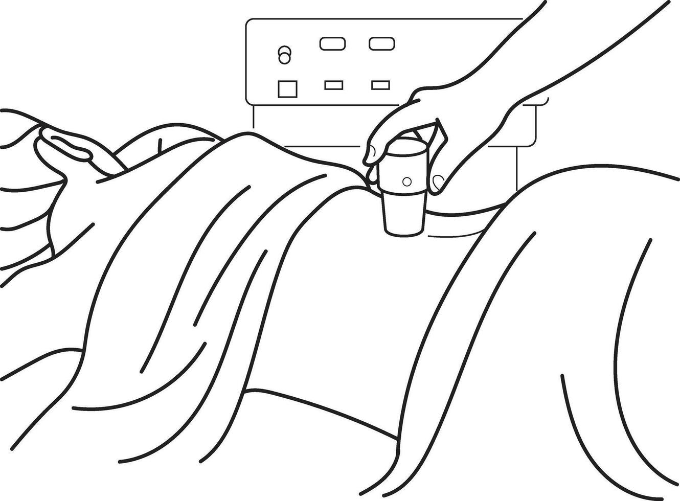 woman getting physical therapy. Hand drawn in thin line style vector
