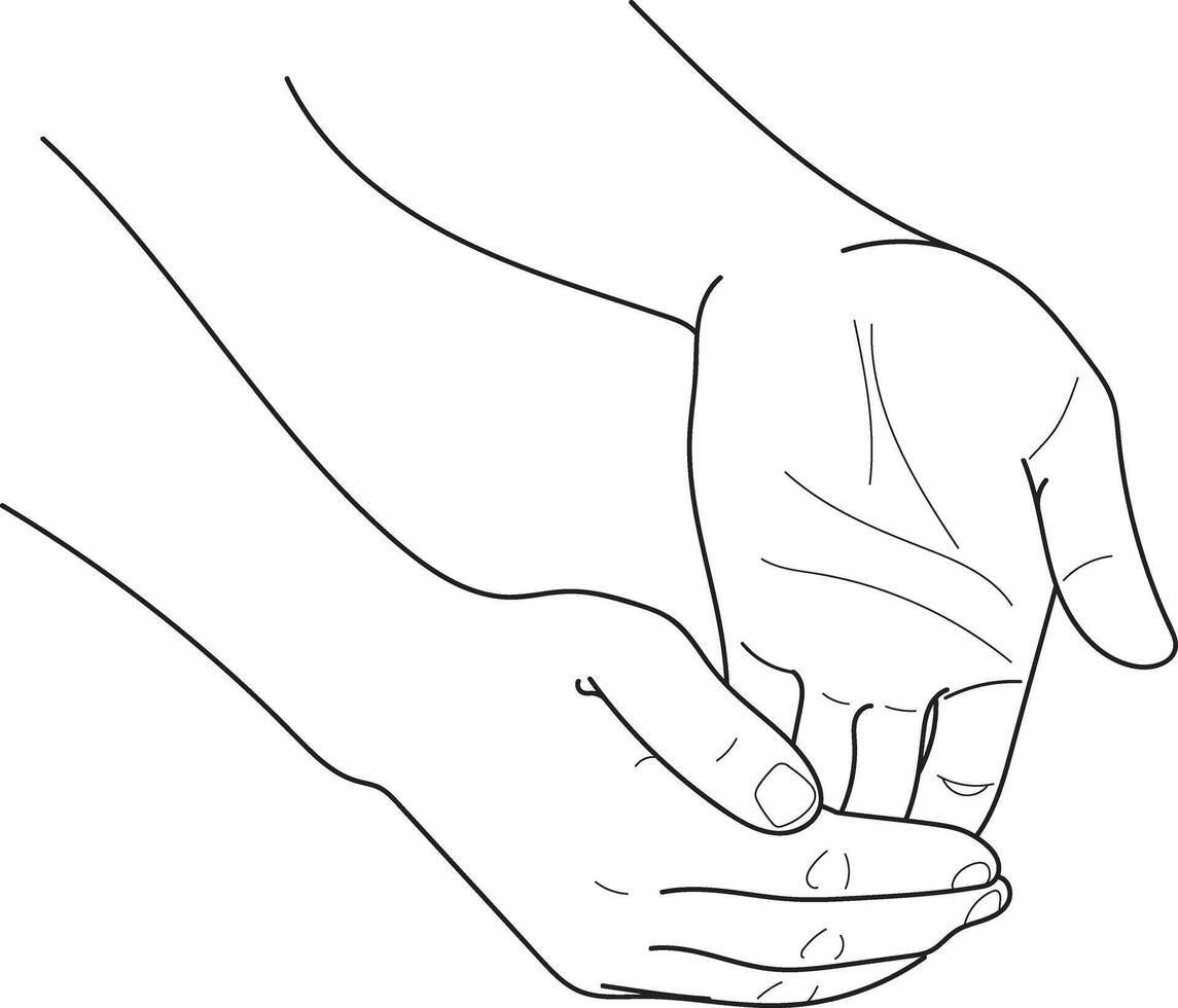 Human Hand Exercise. Hand drawn in thin line style vector
