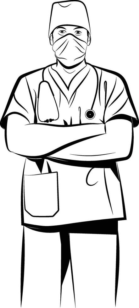 Doctor is wearing a protective mask, Health Care and Safety vector