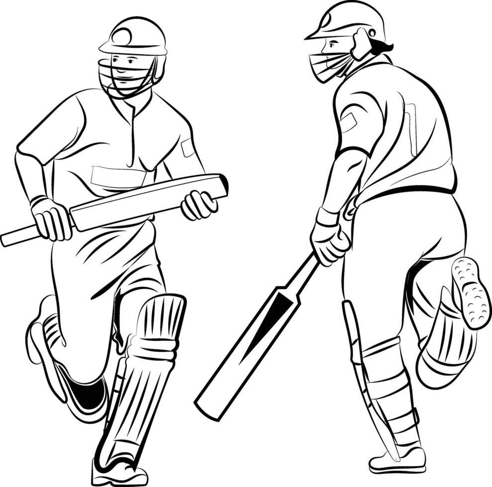 Playing cricket batsman running on the pitch vector