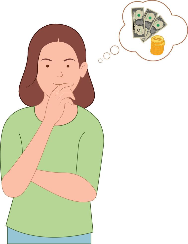 thinking about earning money vector