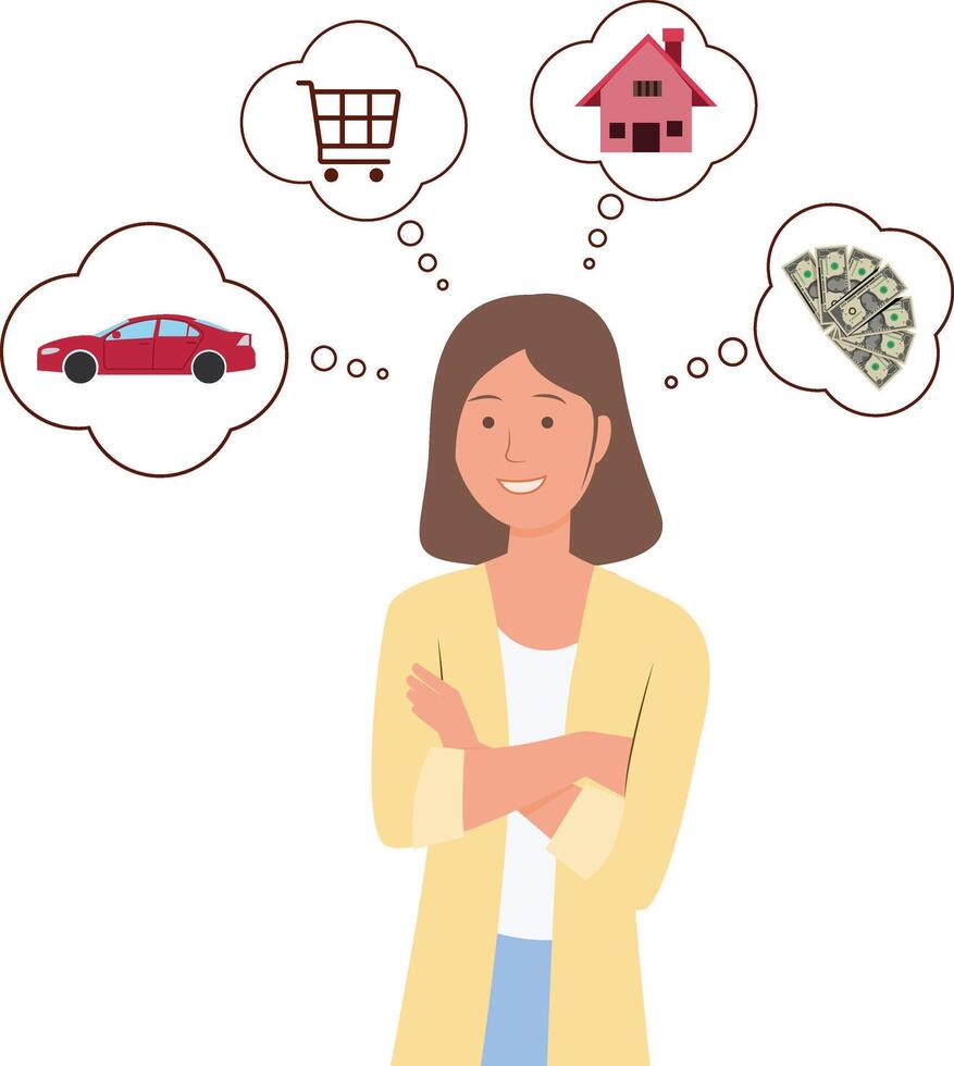 woman thinking about lifestyle vector