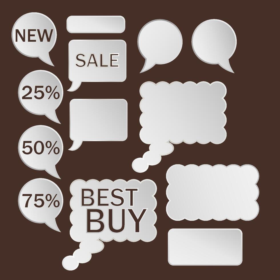 Paper speech bubbles set vector