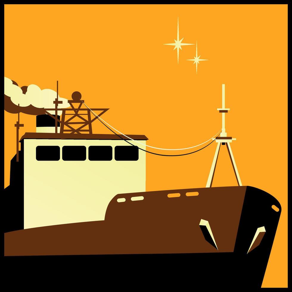 Illustration of ship close up vector