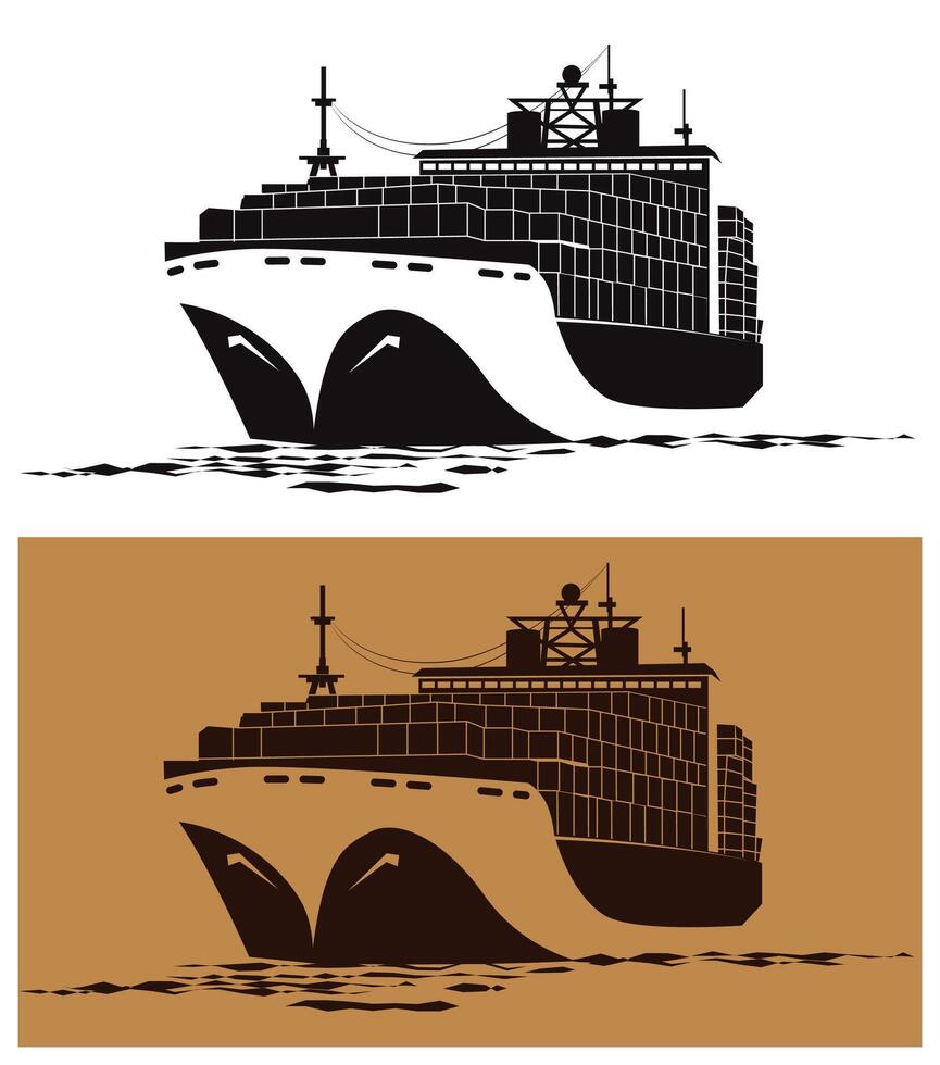 Cargo ship illustration vector