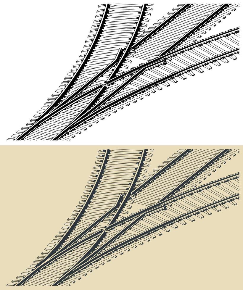 Railway junction illustrations vector